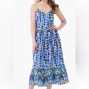 NIC+ZOE NWT Brushstroke Blues Sleeveless Vneck 
100% Cotton Sundress Large